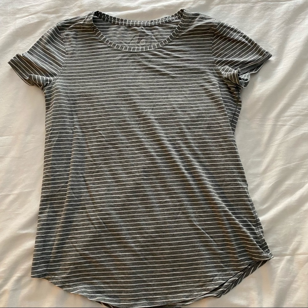 Lululemon Love Crew III Modern Stripe Heathered Medium Grey White - Sz 6